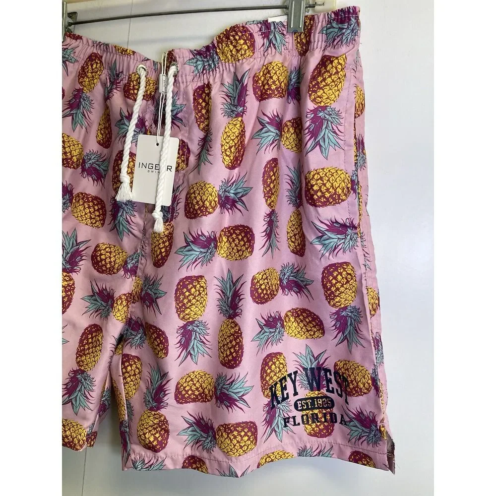 Ingear Swim Men's Size: XL (40/42) Pink Pineapple Print Trunks Key West, Florida